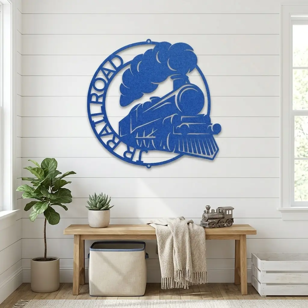Personalized Steam Locomotive Metal Wall Art – Custom Railroad Train Name Sign – Vintage Train Decor – Railroad Enthusiast Gift