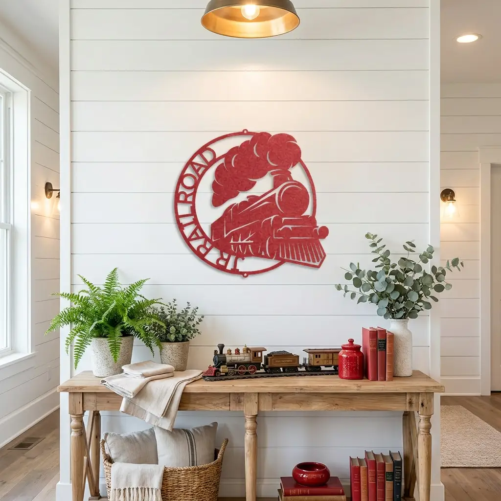 Personalized Steam Locomotive Metal Wall Art – Custom Railroad Train Name Sign – Vintage Train Decor – Railroad Enthusiast Gift