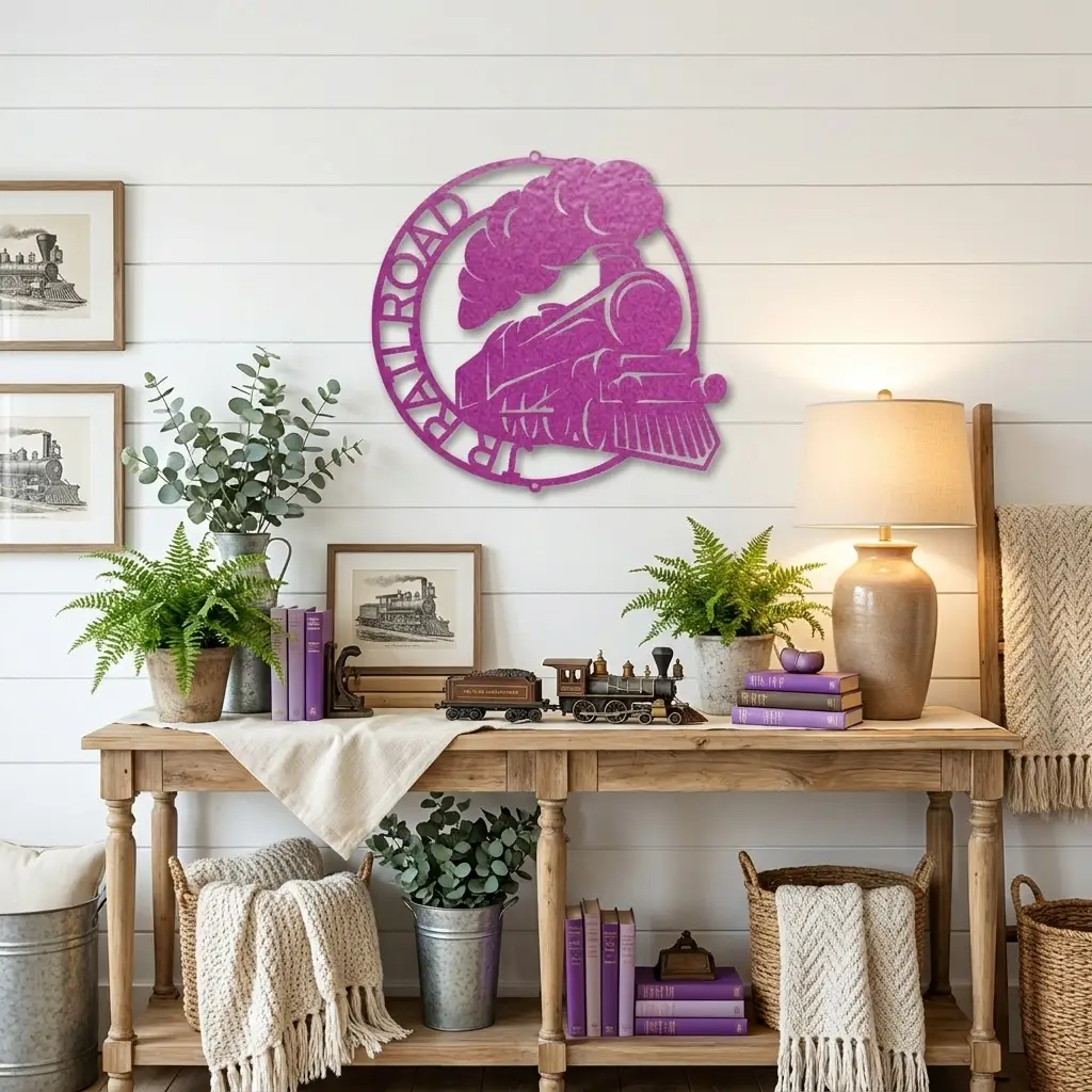 Personalized Steam Locomotive Metal Wall Art – Custom Railroad Train Name Sign – Vintage Train Decor – Railroad Enthusiast Gift