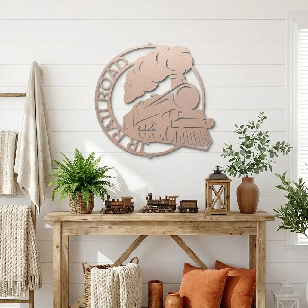 Personalized Steam Locomotive Metal Wall Art – Custom Railroad Train Name Sign – Vintage Train Decor – Railroad Enthusiast Gift