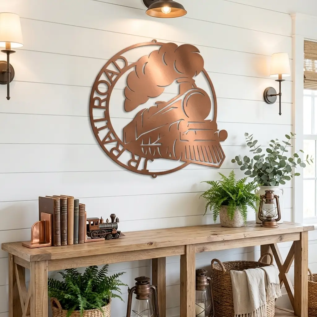 Personalized Steam Locomotive Metal Wall Art – Custom Railroad Train Name Sign – Vintage Train Decor – Railroad Enthusiast Gift