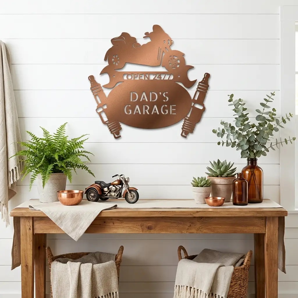 Personalized Trike Motorcycle Metal Wall Art | Custom Garage Metal Sign | Three-Wheel Motorcycle Wall Decor | Biker Gift | 3 Custom Text Lines | Made in USA