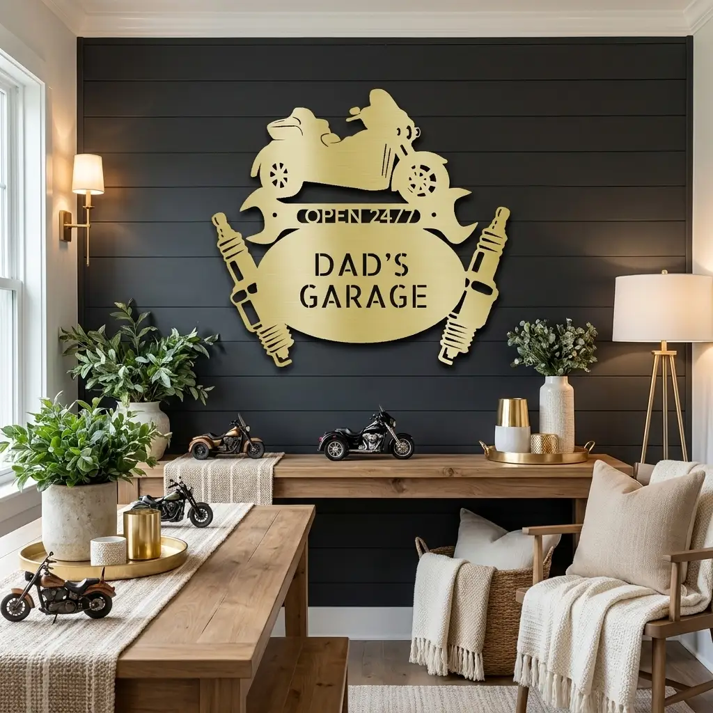 Personalized Trike Motorcycle Metal Wall Art | Custom Garage Metal Sign | Three-Wheel Motorcycle Wall Decor | Biker Gift | 3 Custom Text Lines | Made in USA