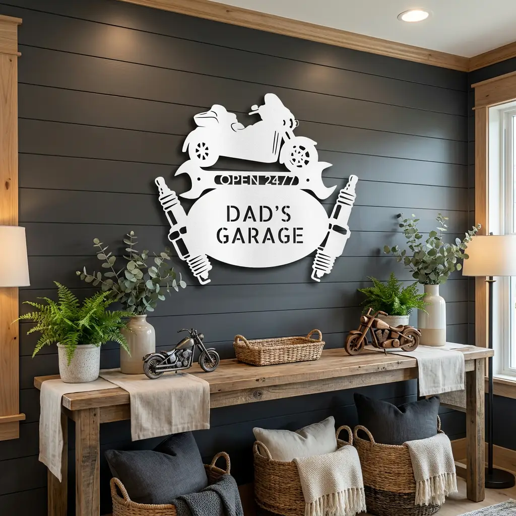 Personalized Trike Motorcycle Metal Wall Art | Custom Garage Metal Sign | Three-Wheel Motorcycle Wall Decor | Biker Gift | 3 Custom Text Lines | Made in USA