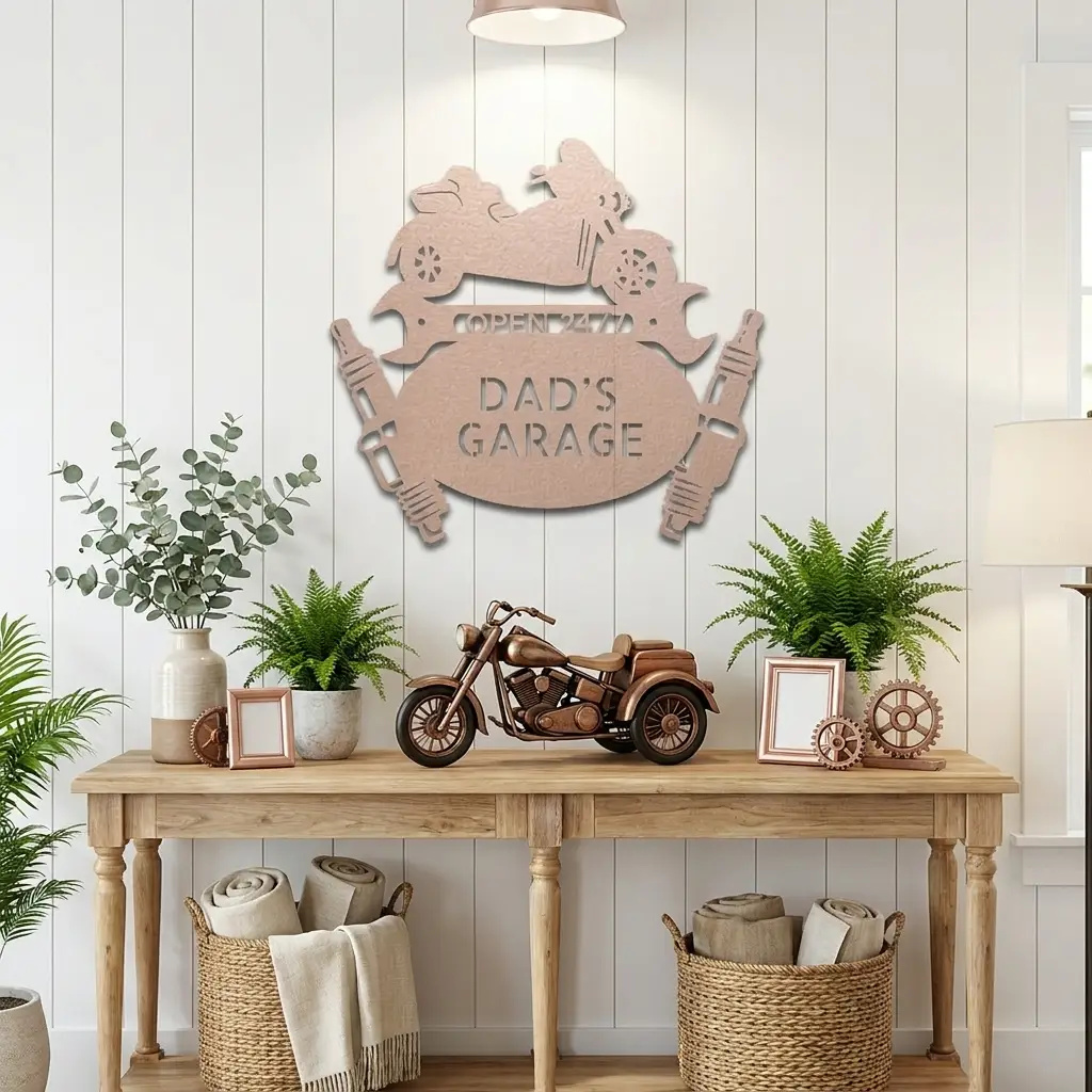 Personalized Trike Motorcycle Metal Wall Art | Custom Garage Metal Sign | Three-Wheel Motorcycle Wall Decor | Biker Gift | 3 Custom Text Lines | Made in USA