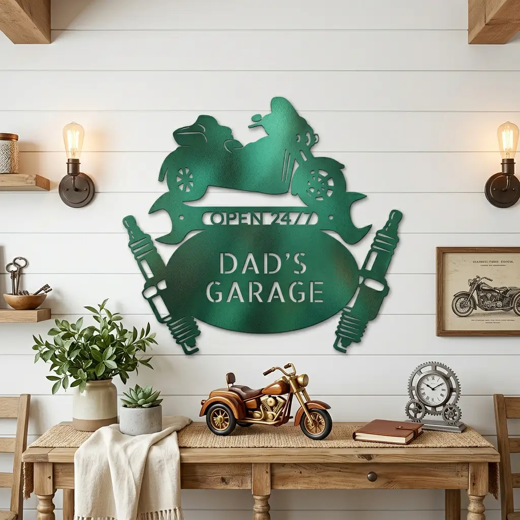 Personalized Trike Motorcycle Metal Wall Art | Custom Garage Metal Sign | Three-Wheel Motorcycle Wall Decor | Biker Gift | 3 Custom Text Lines | Made in USA