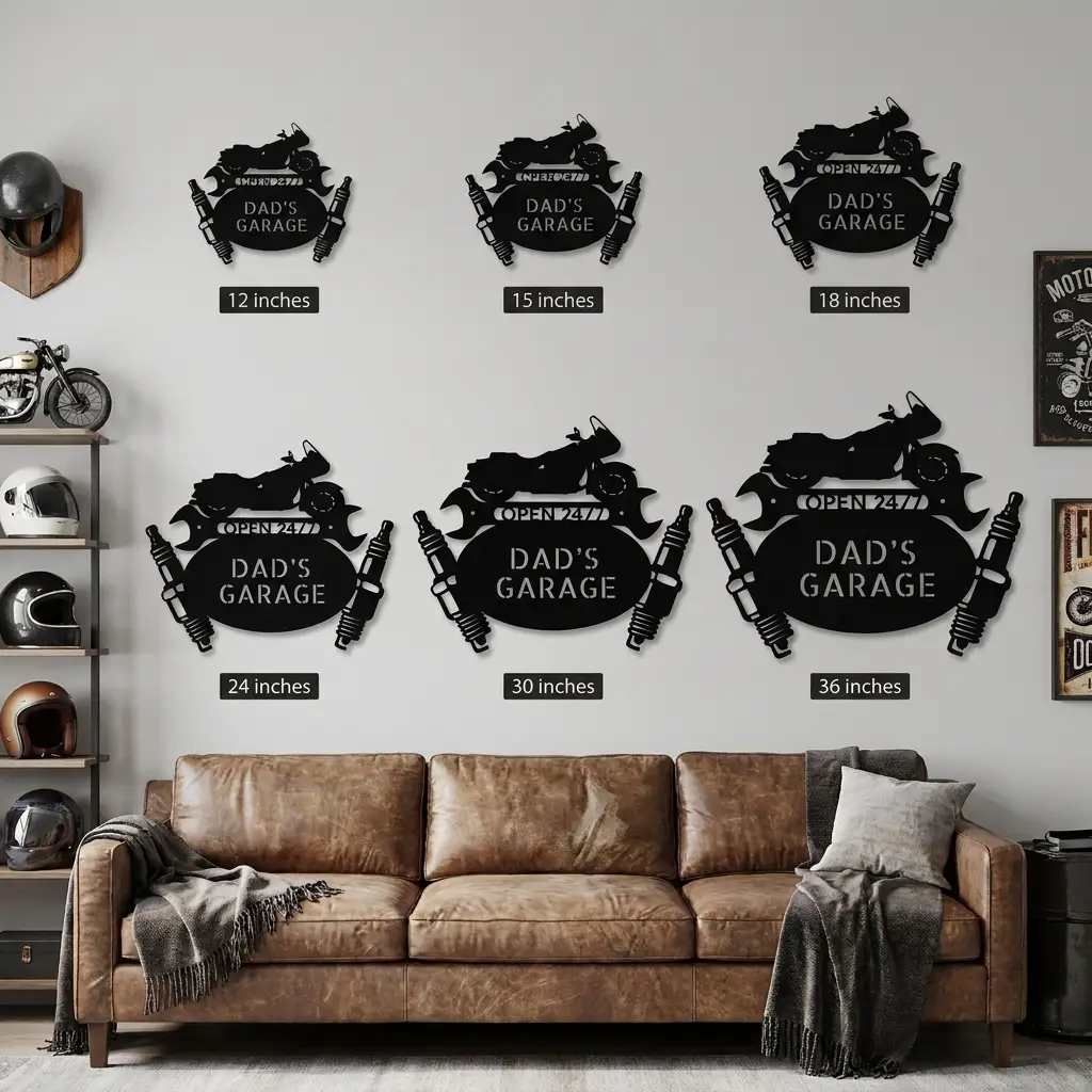 Personalized Touring Motorcycle Metal Wall Art | Custom Motorcycle Garage Sign | Biker Workshop Metal Decor | Custom Garage Wall Sign | 3 Custom Text Lines | Made in USA