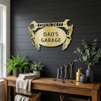 Personalized Mechanic Garage Metal Wall Art | Custom Garage Metal Sign | Wrench & Spark Plug Steel Wall Decor | Workshop Sign | 3 Custom Text Lines | Made in USA