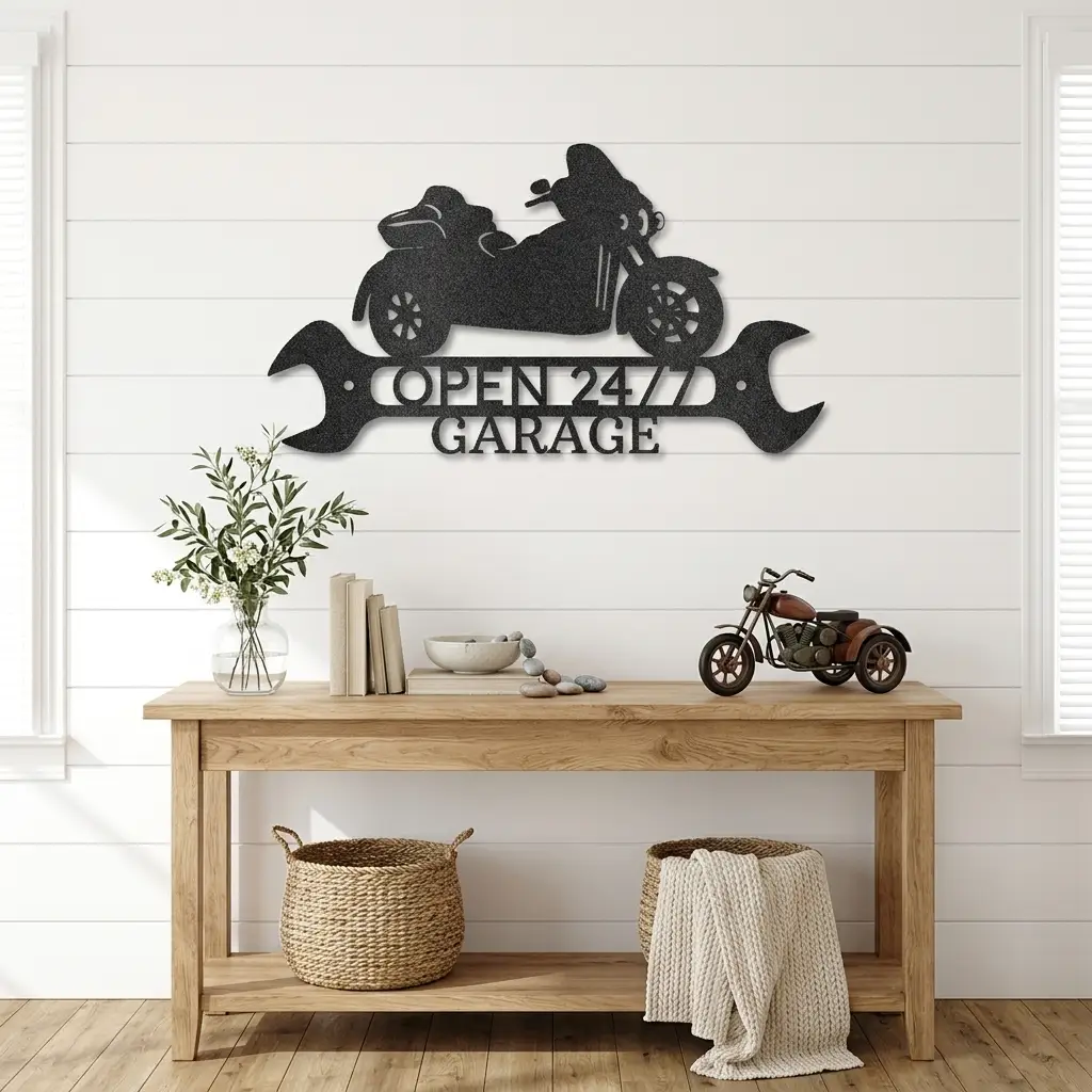 Personalized Trike Motorcycle Metal Wall Art Sign – Custom 2 Line Biker Garage Sign – Trike Rider Gift – Man Cave Decor – Steel Wall Art