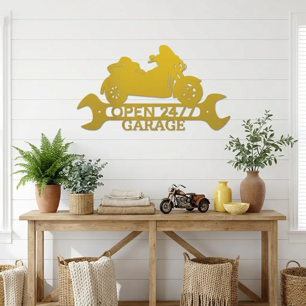 Personalized Trike Motorcycle Metal Wall Art Sign – Custom 2 Line Biker Garage Sign – Trike Rider Gift – Man Cave Decor – Steel Wall Art