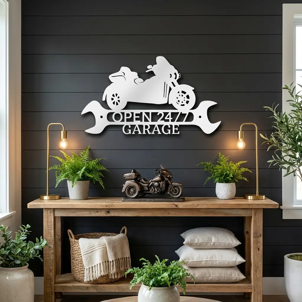 Personalized Trike Motorcycle Metal Wall Art Sign – Custom 2 Line Biker Garage Sign – Trike Rider Gift – Man Cave Decor – Steel Wall Art