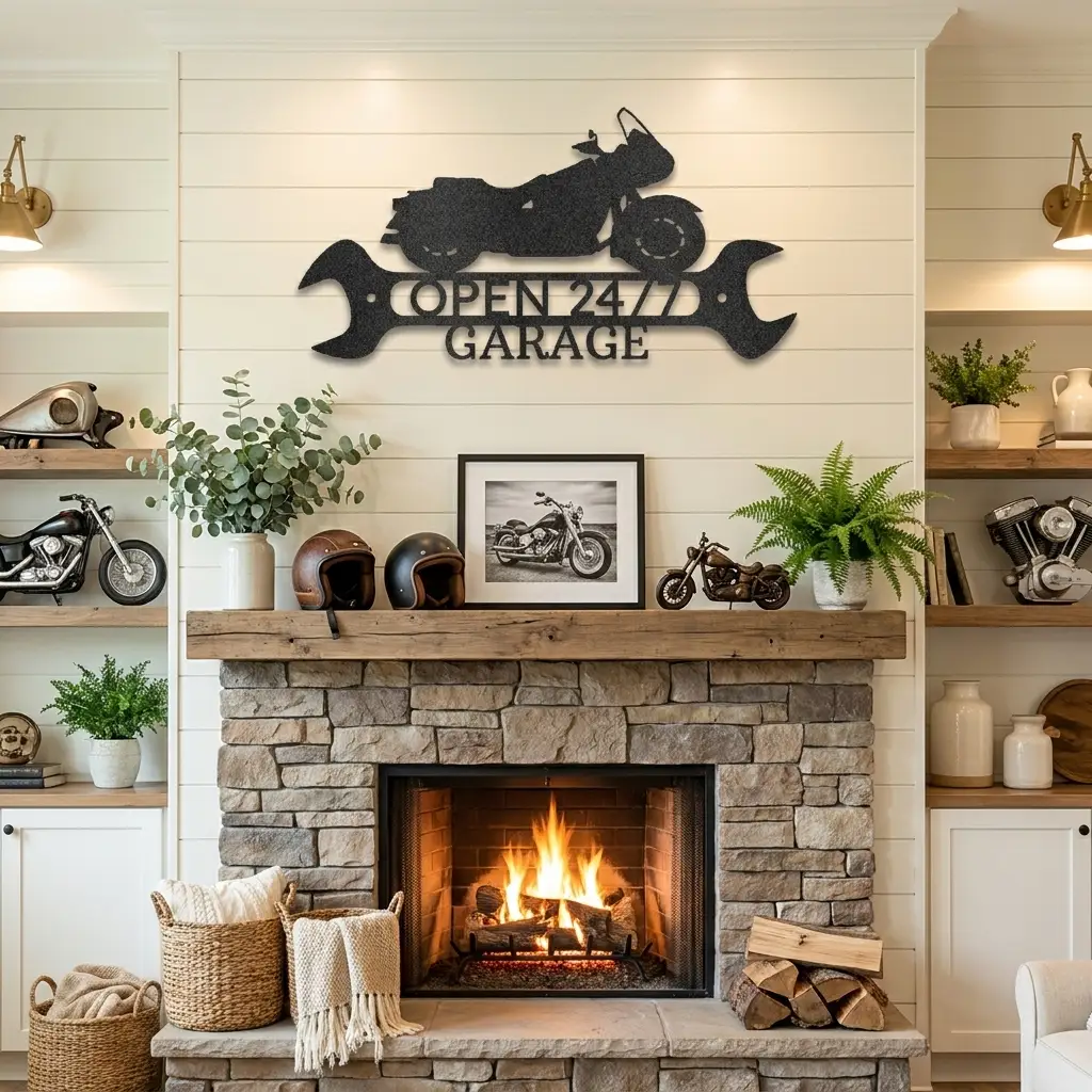 Personalized Motorcycle Cruiser Metal Wall Art | Custom Cruiser Bike Monogram Sign | Custom Motorcycle Name Sign | Biker Garage Decor | Made in USA