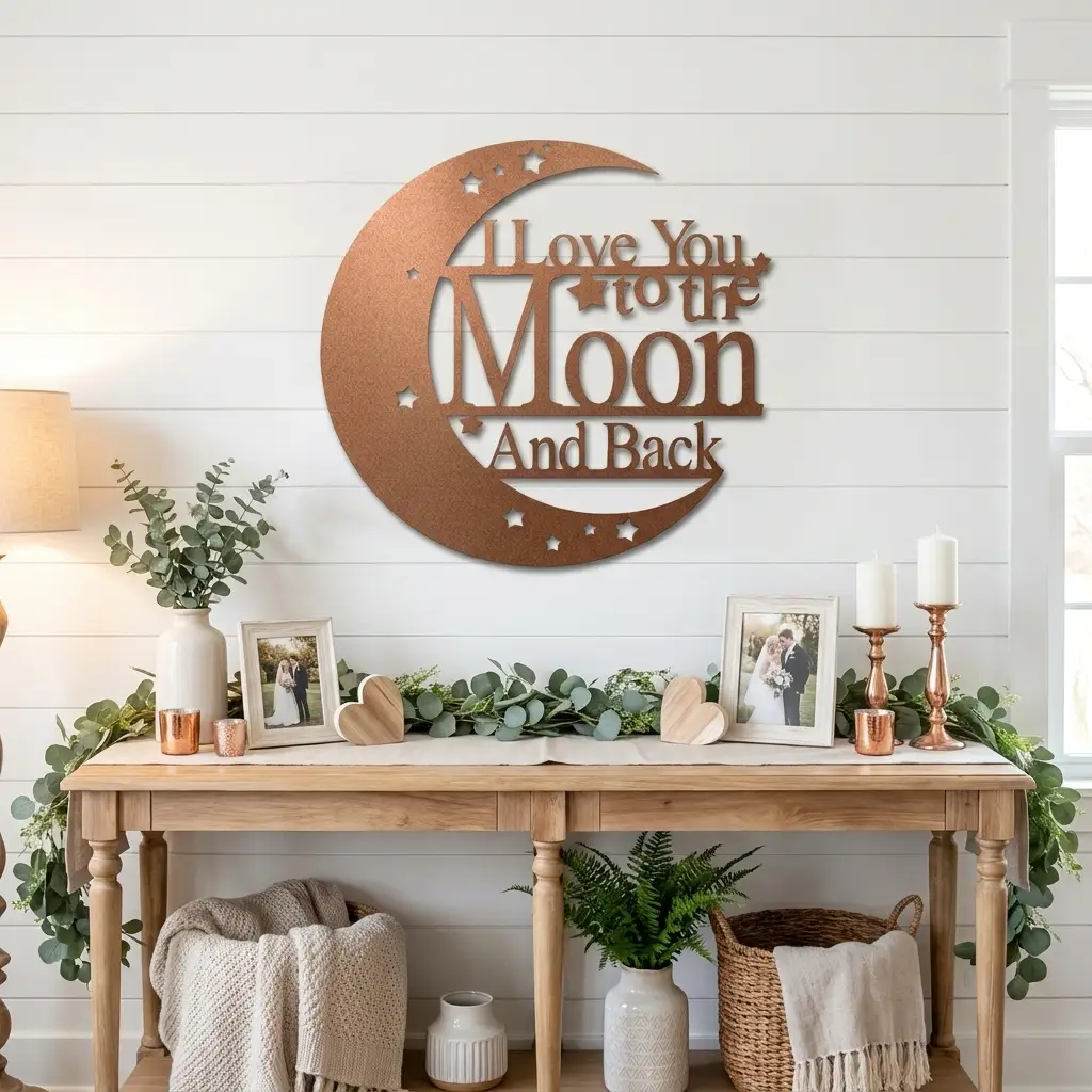 I Love You to the Moon and Back Personalized Metal Wall Art | Custom Couple Name Sign with Date | Romantic Wedding Gift | Anniversary Decor | Made in USA