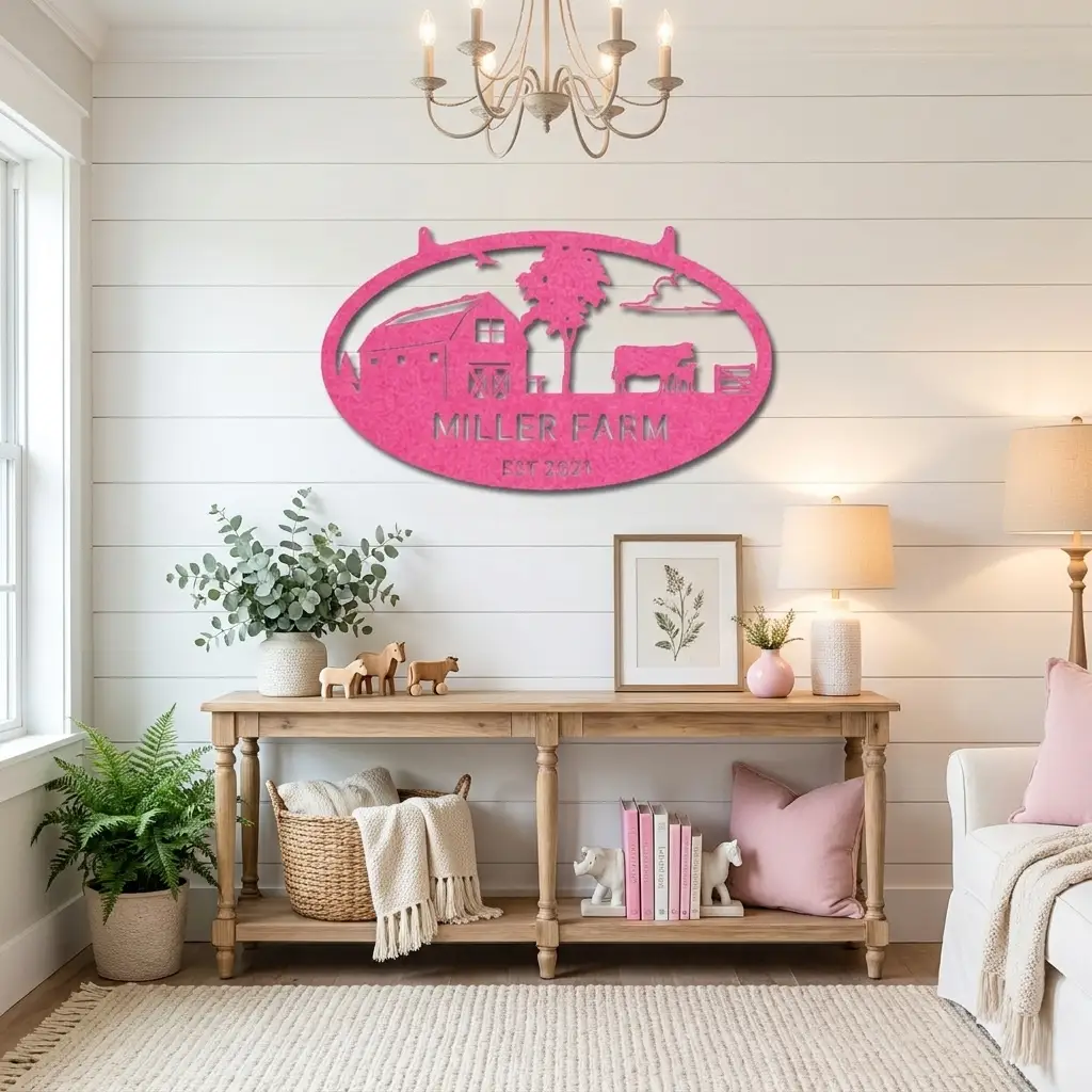 Farmstead Custom Name Monogram Indoor Outdoor Steel Wall Sign