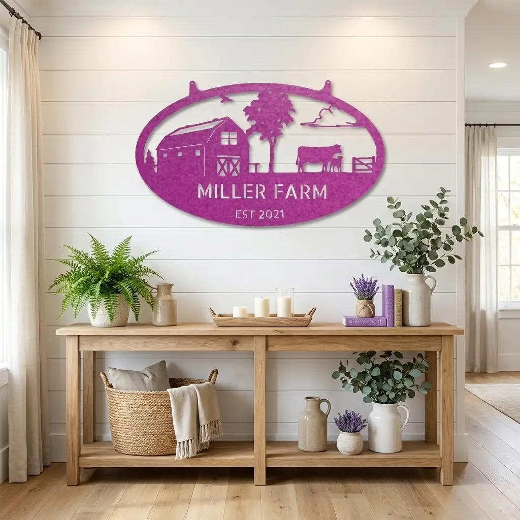 Farmstead Custom Name Monogram Indoor Outdoor Steel Wall Sign