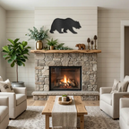 Grizzly Bear Metal Wall Art Sign – Rustic Cabin Wildlife Decor – Bear Silhouette Steel Wall Art – Outdoor Lodge Mountain Home Decor