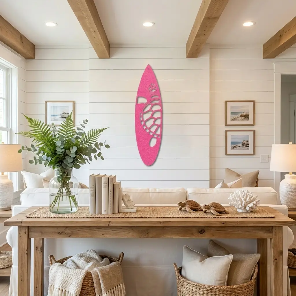 Surfboard Sea Turtle Indoor Outdoor Steel Wall Sign