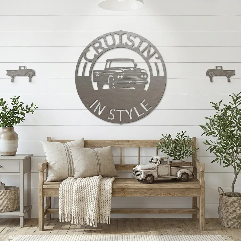 Classic Pickup Truck Personalized Indoor Outdoor Steel Sign Wall Sign