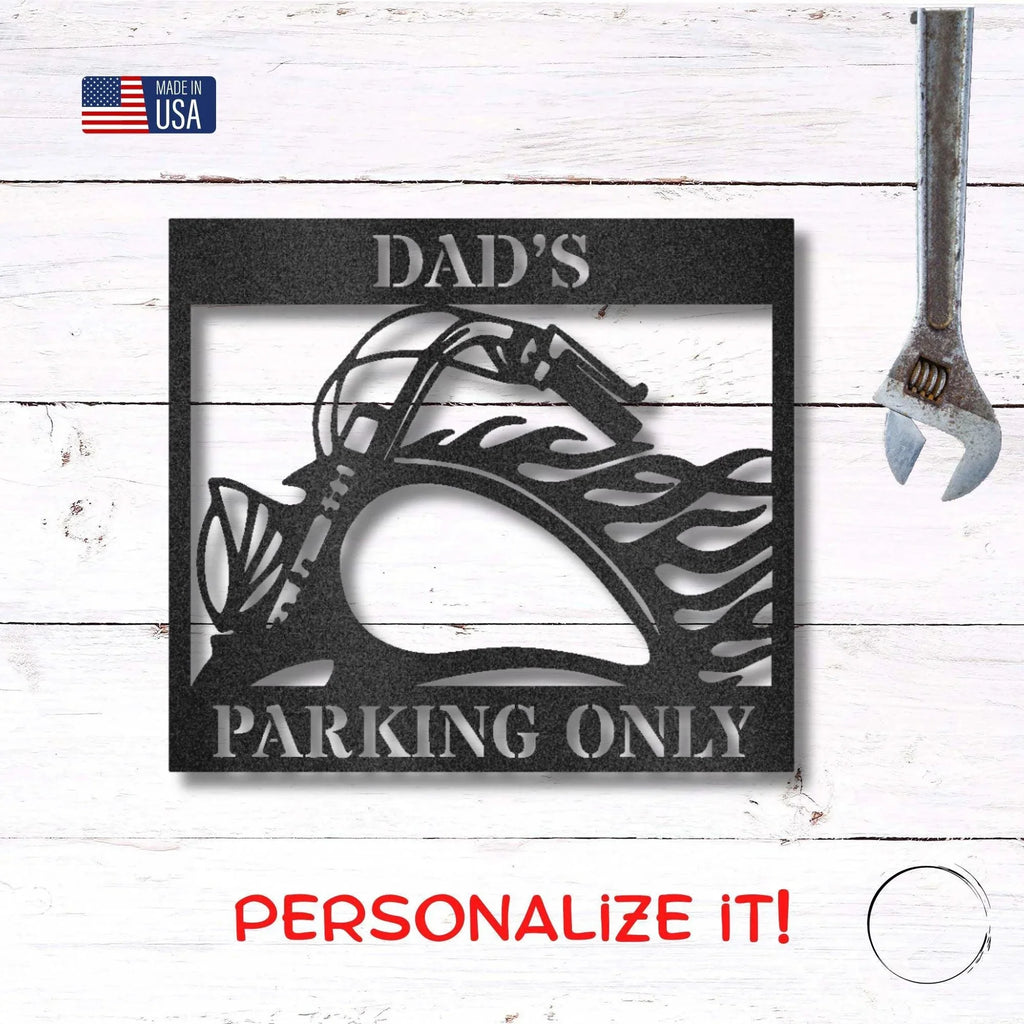 Hog Motorcycle Parking Personalized Name Indoor Outdoor Steel Sign Metal Art