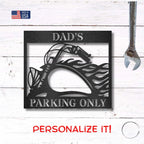 Hog Motorcycle Parking Personalized Name Indoor Outdoor Steel Sign Metal Art