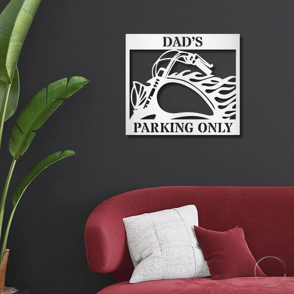Hog Motorcycle Parking Personalized Name Indoor Outdoor Steel Sign Metal Art