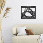 Hog Motorcycle Parking Personalized Name Indoor Outdoor Steel Sign Metal Art