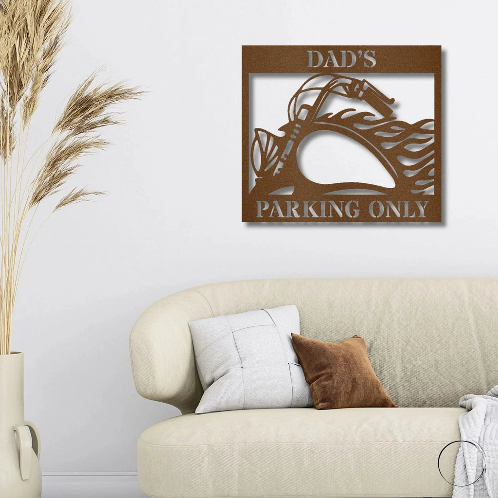 Hog Motorcycle Parking Personalized Name Indoor Outdoor Steel Sign Metal Art