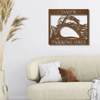 Hog Motorcycle Parking Personalized Name Indoor Outdoor Steel Sign Metal Art