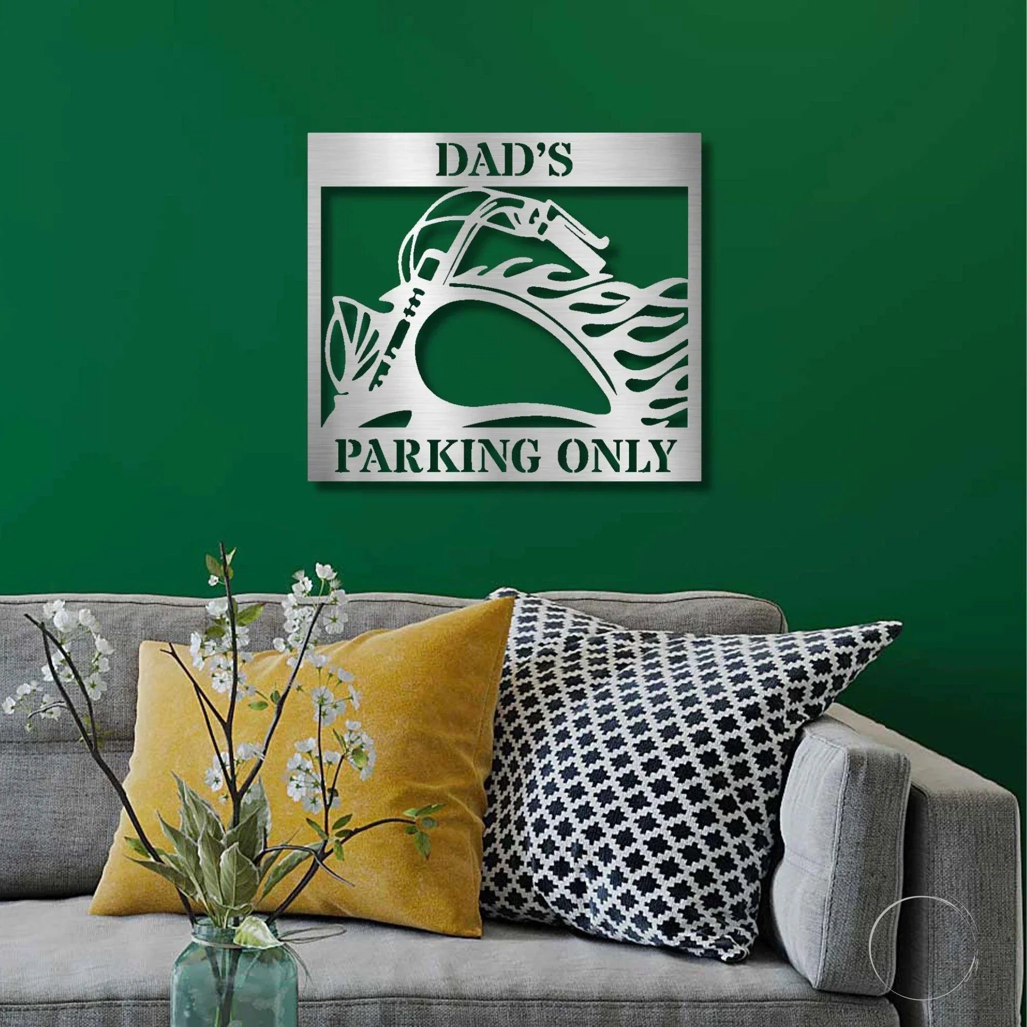 Hog Motorcycle Parking Personalized Name Indoor Outdoor Steel Sign Metal Art