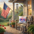Patriotic Home Pillow with American Flag Heart – Red White Blue Throw Pillow – USA Indoor Outdoor Cushion – Farmhouse Porch Decor – Americana Accent