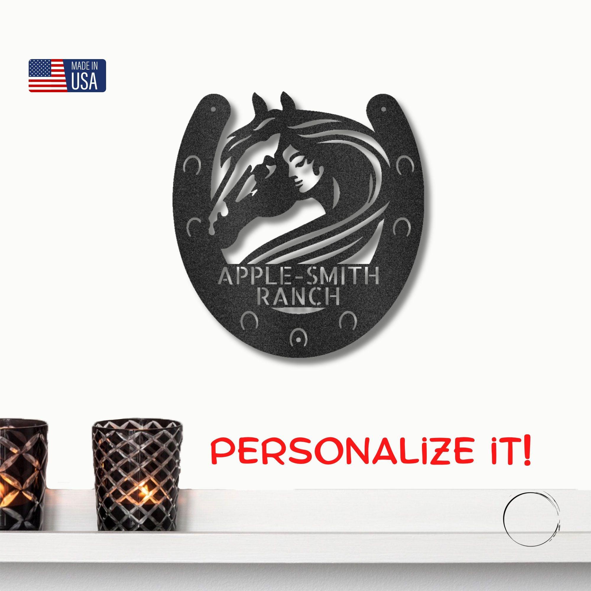 Horse Owner Monogram Personalized Indoor Outdoor Steel Sign - Mallard Moon Gift Shop