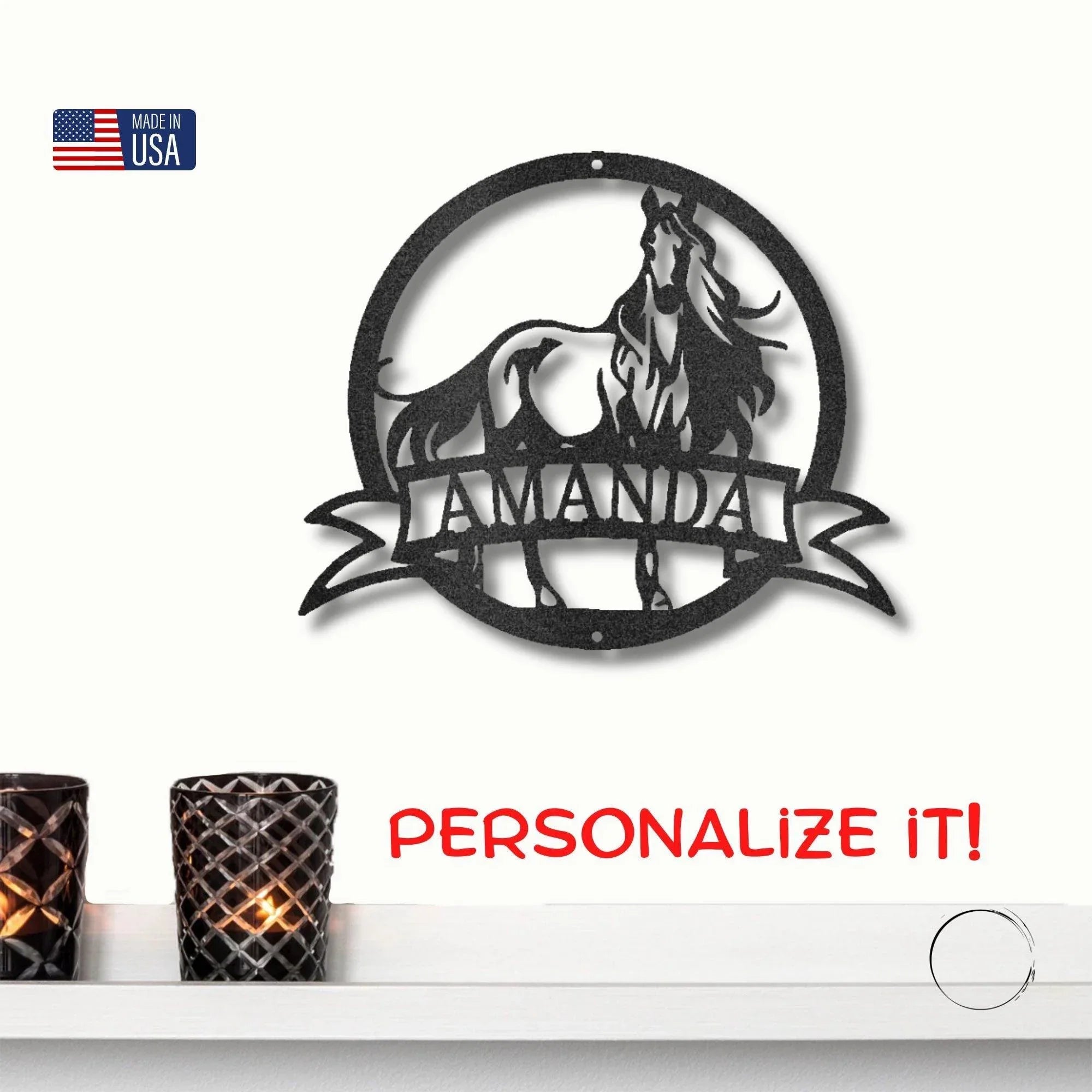Horse Personalized Name Metal Art Wall Sign