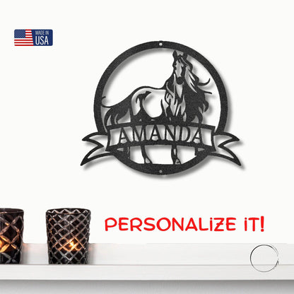 Horse Personalized Name Metal Art Wall Sign - Mallard Moon Gift Shop