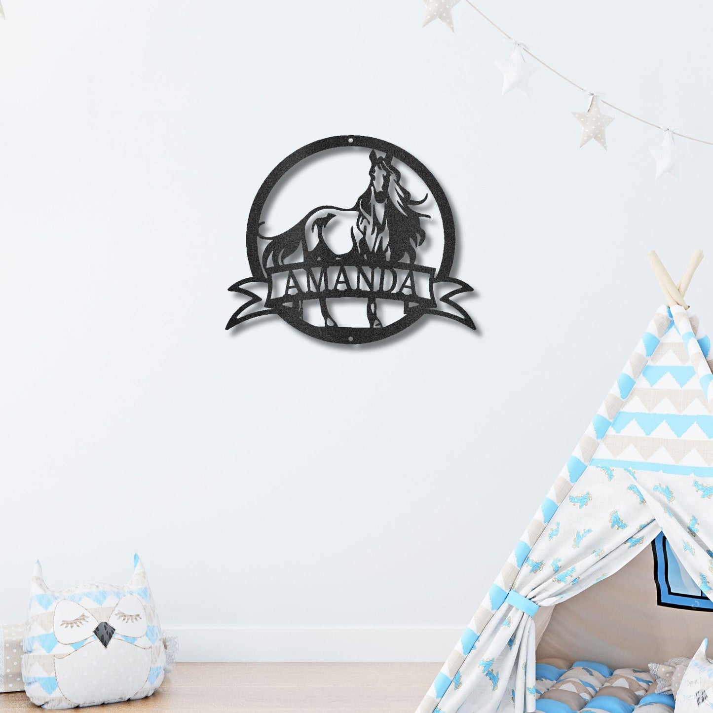 Horse Personalized Name Metal Art Wall Sign - Mallard Moon Gift Shop