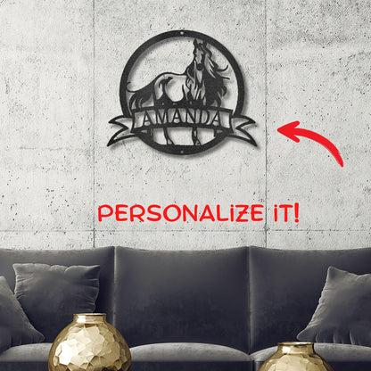 Horse Personalized Name Metal Art Wall Sign - Mallard Moon Gift Shop