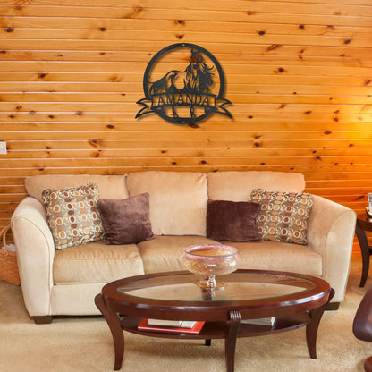 Horse Personalized Name Metal Art Wall Sign - Mallard Moon Gift Shop