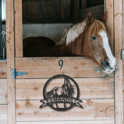 Horse Personalized Name Metal Art Wall Sign - Mallard Moon Gift Shop