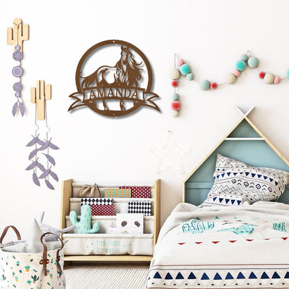 Horse Personalized Name Metal Art Wall Sign - Mallard Moon Gift Shop