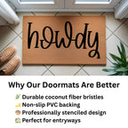 Rustic Howdy Welcome Doormat – Country Farmhouse Coir Entry Mat | Southern Greeting Door Mat | Western Home Décor Gift