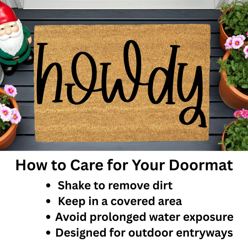 Rustic Howdy Welcome Doormat – Country Farmhouse Coir Entry Mat | Southern Greeting Door Mat | Western Home Décor Gift