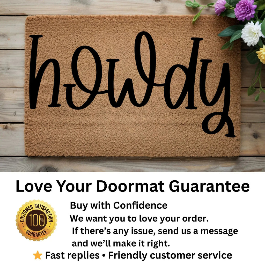 Rustic Howdy Welcome Doormat – Country Farmhouse Coir Entry Mat | Southern Greeting Door Mat | Western Home Décor Gift