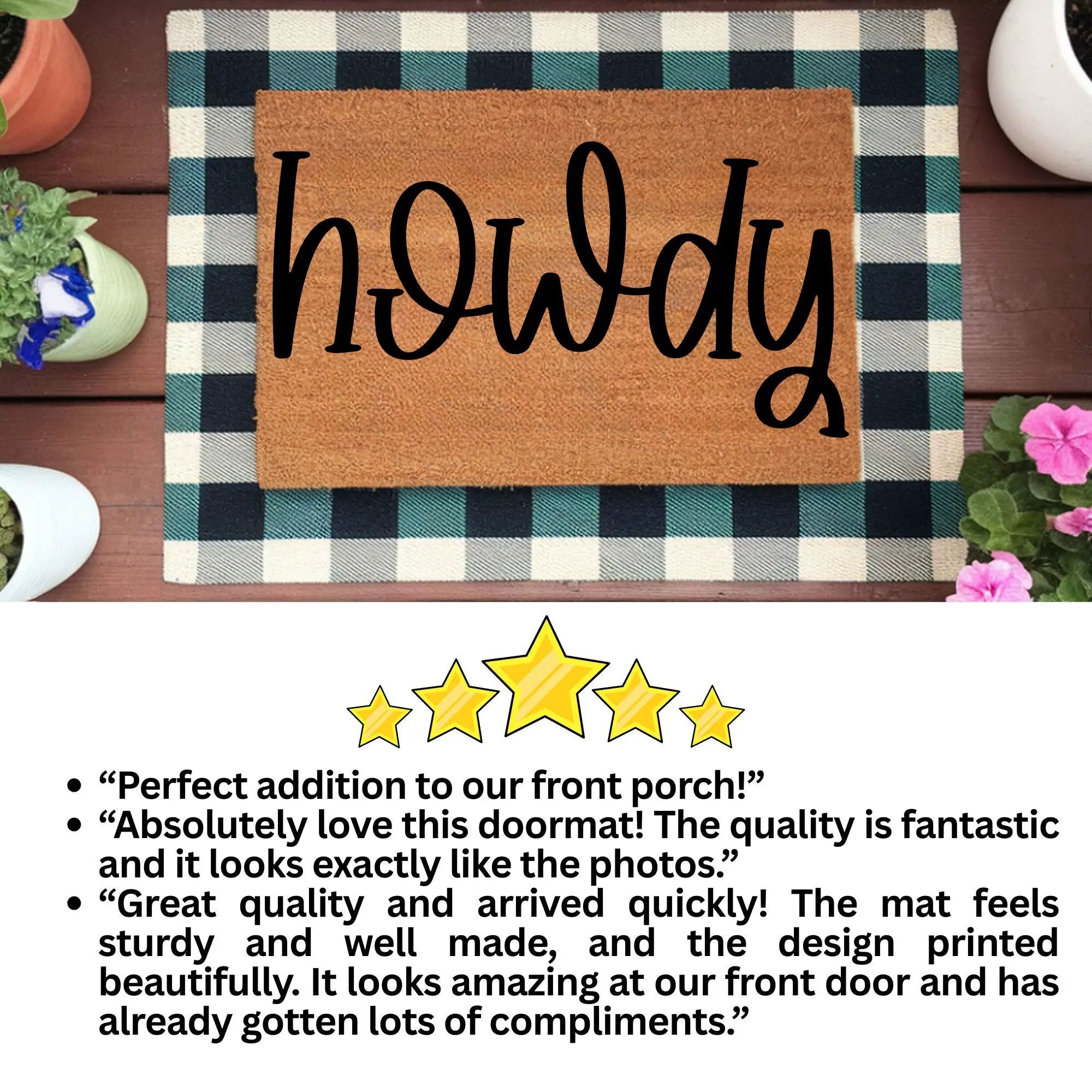 Rustic Howdy Welcome Doormat – Country Farmhouse Coir Entry Mat | Southern Greeting Door Mat | Western Home Décor Gift