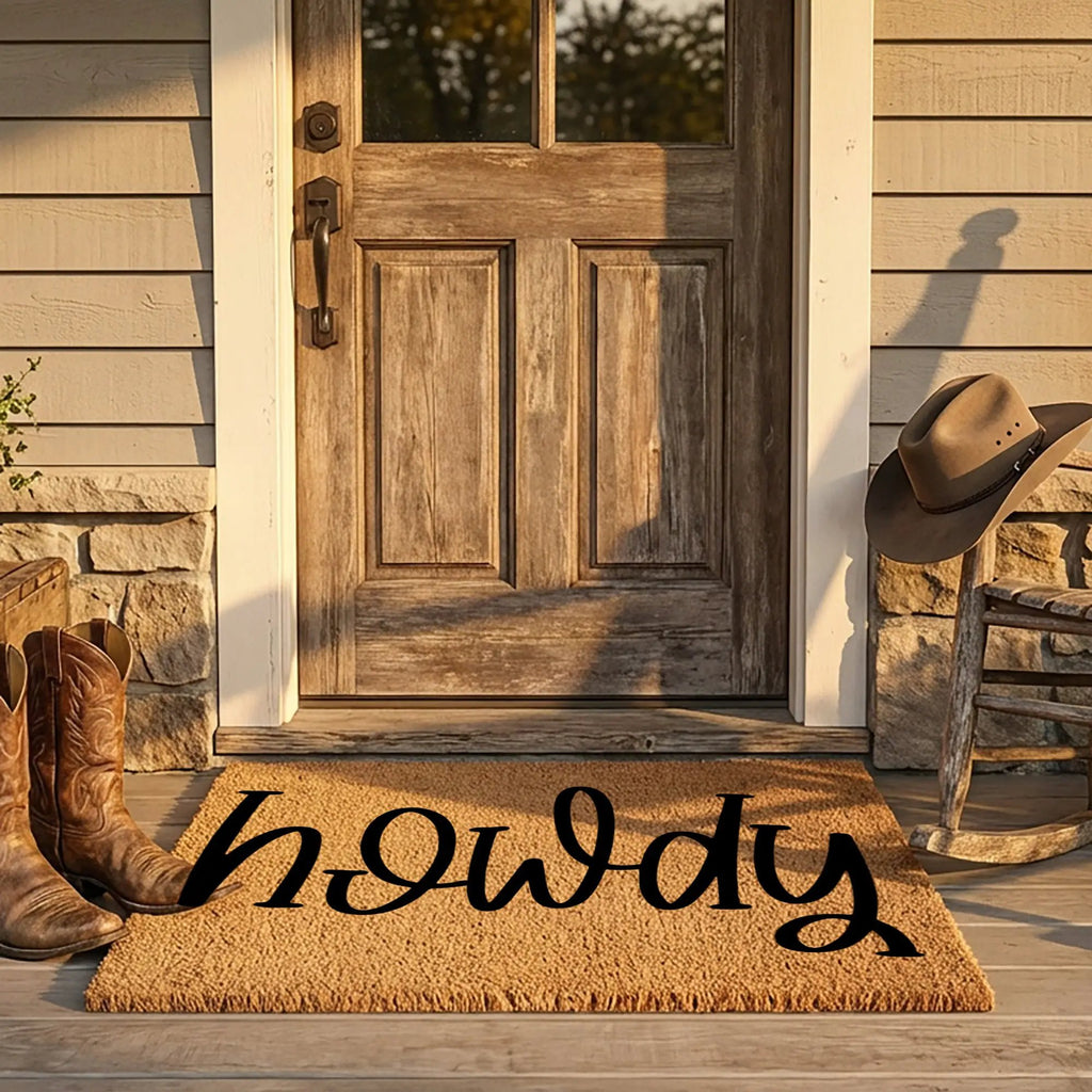 Rustic Howdy Welcome Doormat – Country Farmhouse Coir Entry Mat | Southern Greeting Door Mat | Western Home Décor Gift