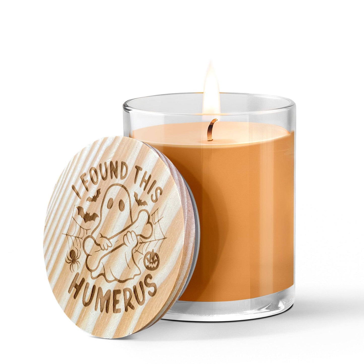 Halloween Ghost, I Found This Humerus - Engraved Lid 14 oz Soy Scented Candle - Mallard Moon Gift Shop