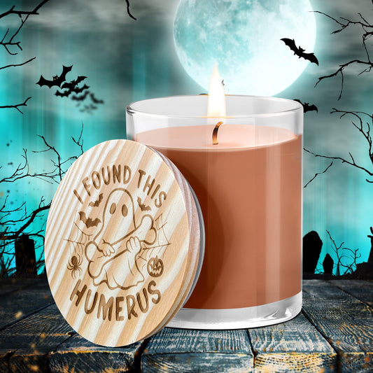 Halloween Ghost, I Found This Humerus - Engraved Lid 14 oz Soy Scented Candle - Mallard Moon Gift Shop