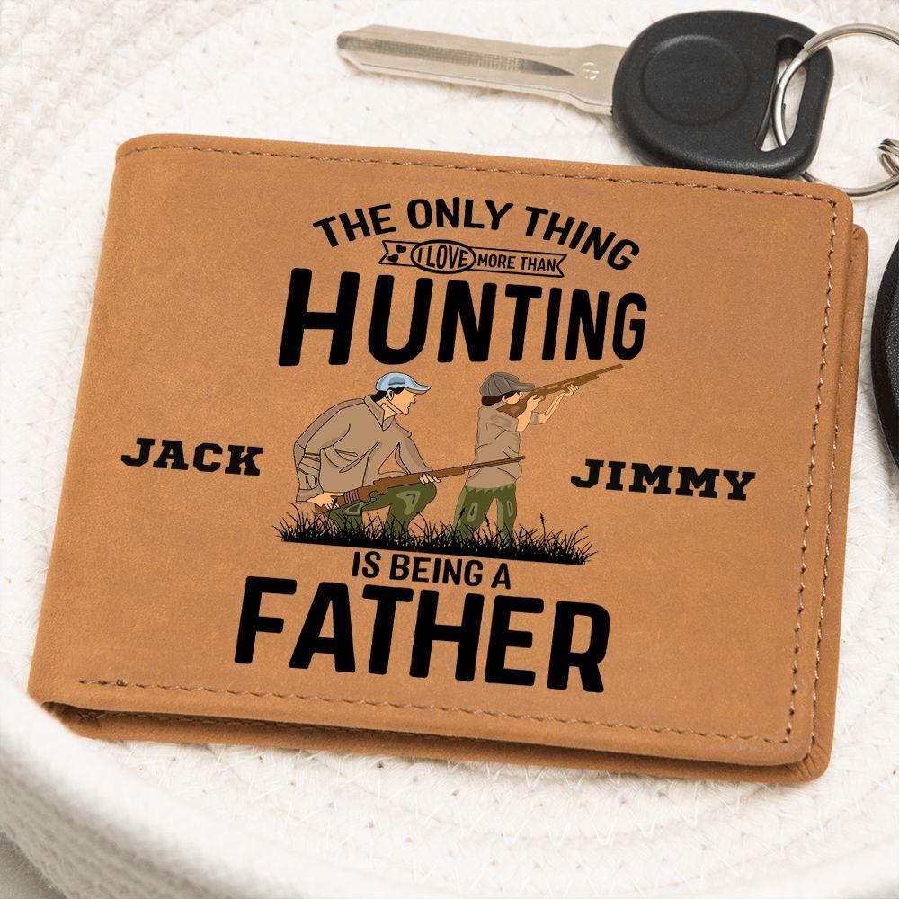 Hunting Father Personalized Leather Wallet - Mallard Moon Gift Shop