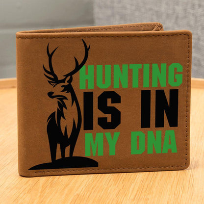 Hunting Is In My DNA Leather Wallet - Mallard Moon Gift Shop