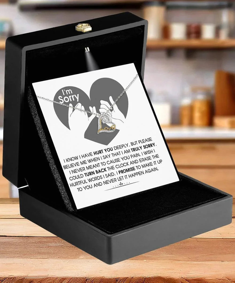 Apology Gift for Girlfriend, Wife, Soulmate - Sorry, Hurtful Words - Love Dancing Heart Pendant Necklace