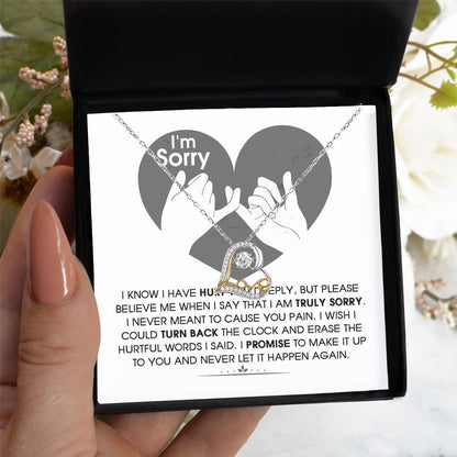 Apology Gift for Girlfriend, Wife, Soulmate - Sorry, Hurtful Words - Love Dancing Heart Pendant Necklace - Mallard Moon Gift Shop