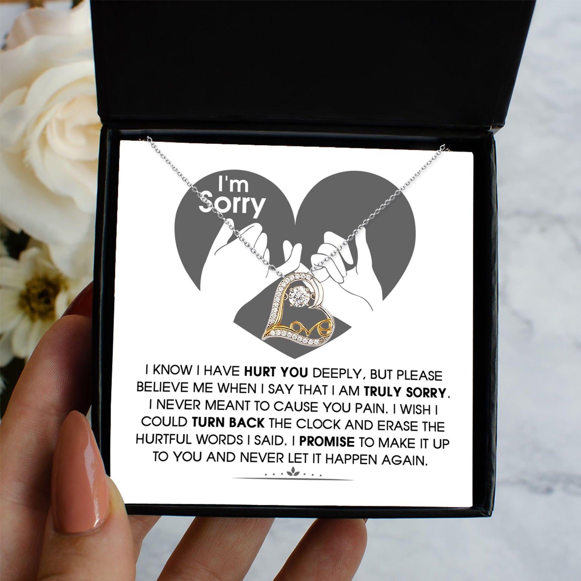 Apology Gift for Girlfriend, Wife, Soulmate - Sorry, Hurtful Words - Love Dancing Heart Pendant Necklace - Mallard Moon Gift Shop